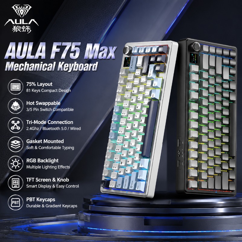 Gaming Keyboard Wireless - AULA F75 Max Mechanische Tastatur 75%