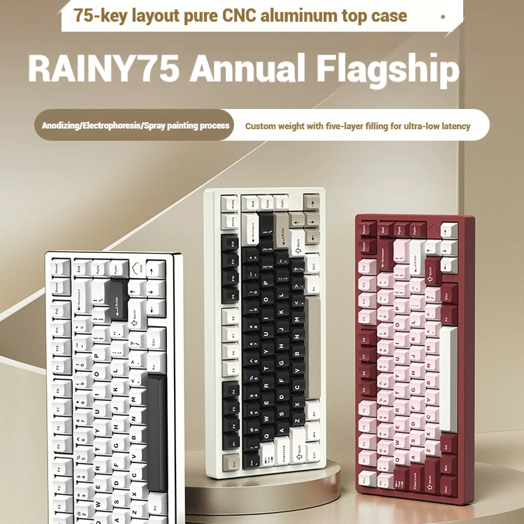 Gaming Keyboard Wireless - Drahtlose Bluetooth RAINY75 maßgeschneiderte Gaming-Tastatur, Aluminiumgehäuse,