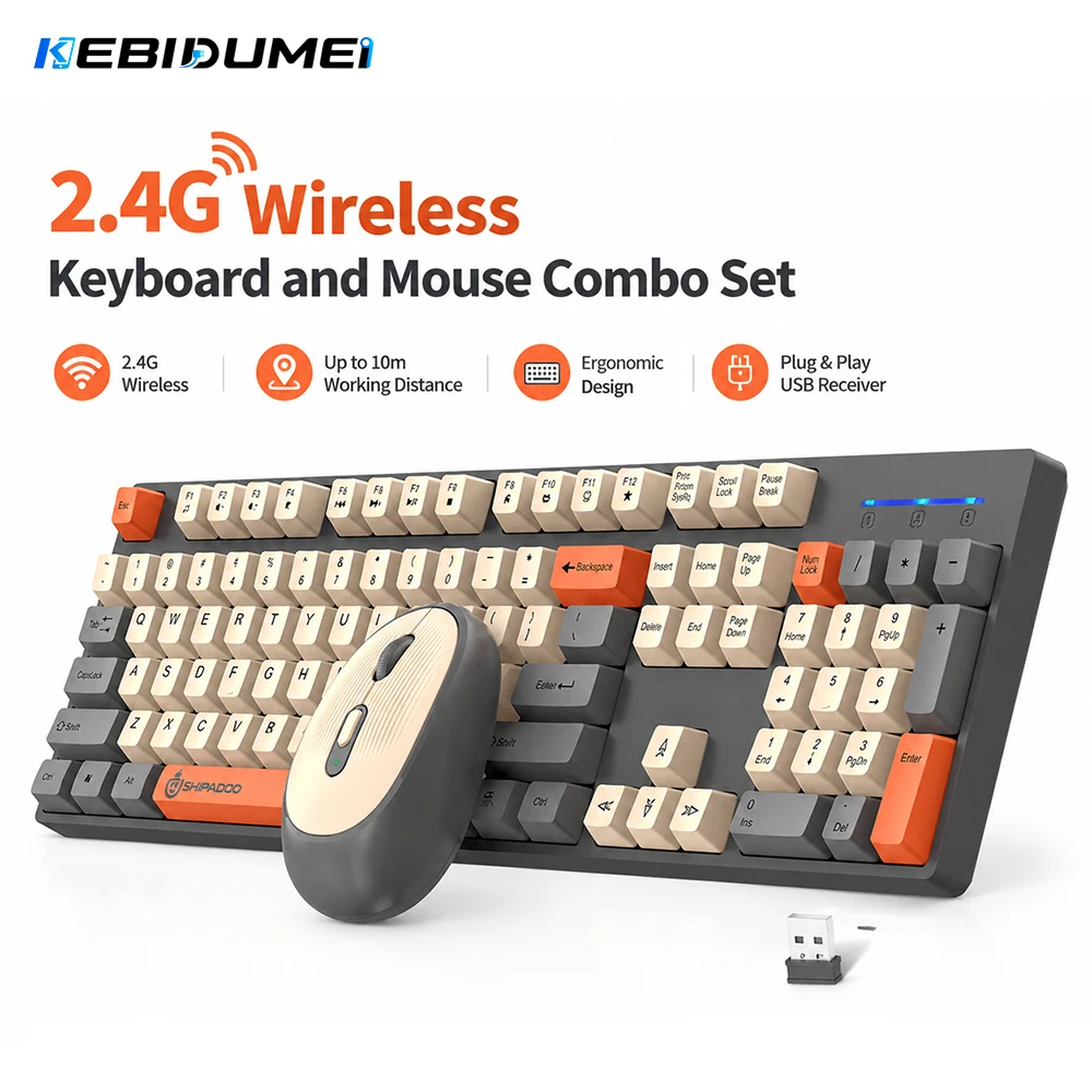 Gaming Keyboard And Mouse Combo Wireless - KEBIDUMEI 2,4G Kabelloses Tastatur- und Maus-Kombi-Set,