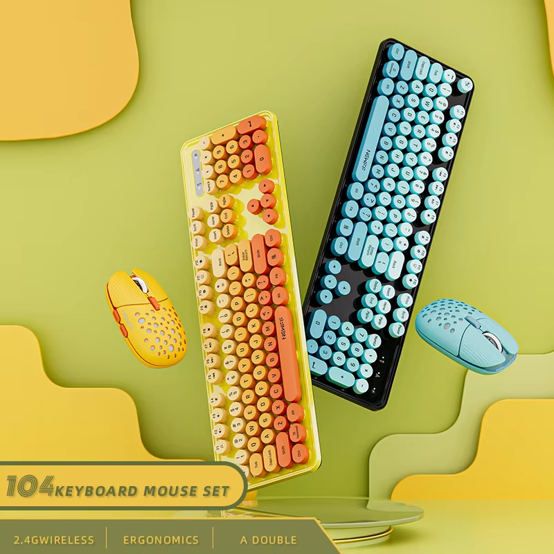 Gaming Keyboard And Mouse Combo Wireless - 104 Tasten 2,4G Kabellose Gaming-Tastatur-Maus-Kombination Niedliche